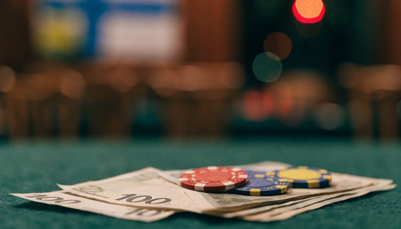 Svenska hundrakronorssedlar och casinomarker på grönt bord