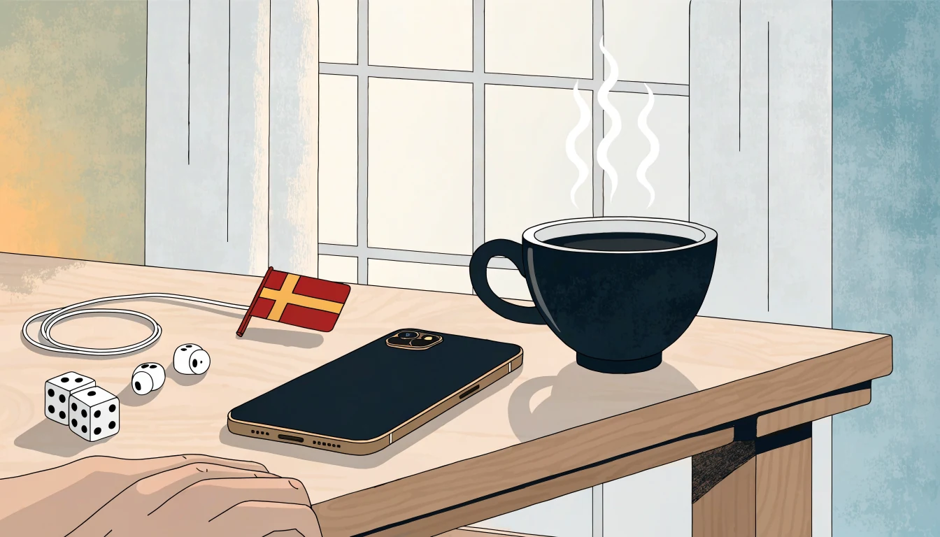 Modern skandinavisk stil med telefon, tärningar och en svensk flagga på bordet