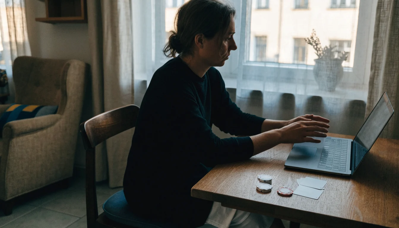 Person som spelar blackjack online hemma i Sverige 2026