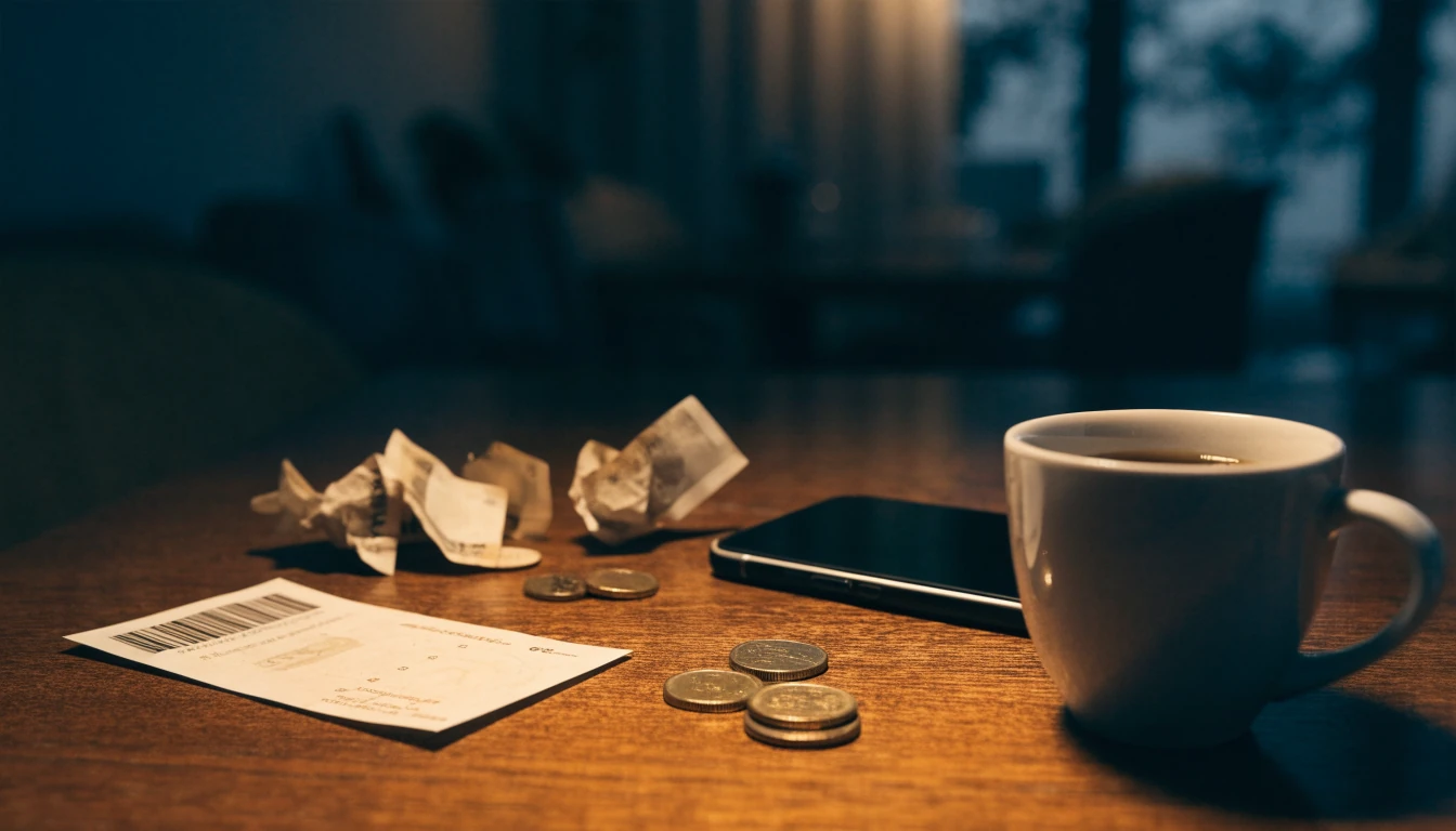 Neosurf-kupong, svenska kronor och en mobiltelefon på ett bord